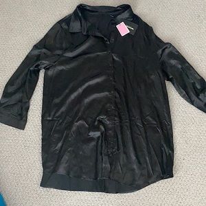 PRETTY LITTLE THING Black Satin Plus Size Dress